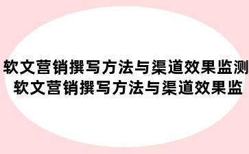 软文营销撰写方法与渠道效果监测 软文营销撰写方法与渠道效果监测研究